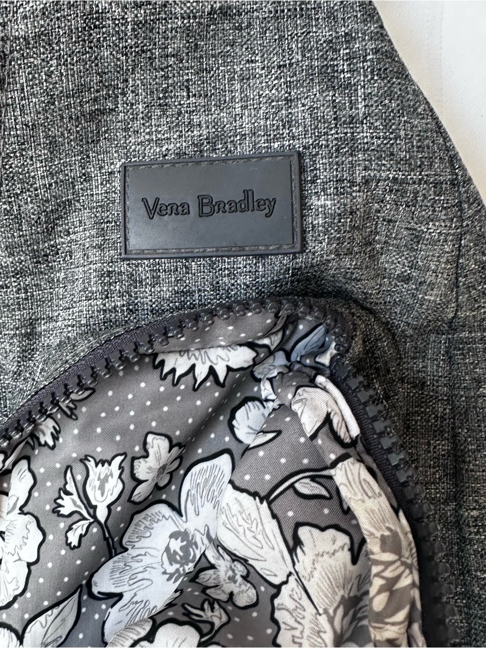 Vera Bradley Gray Tweed Backpack with Floral Lining